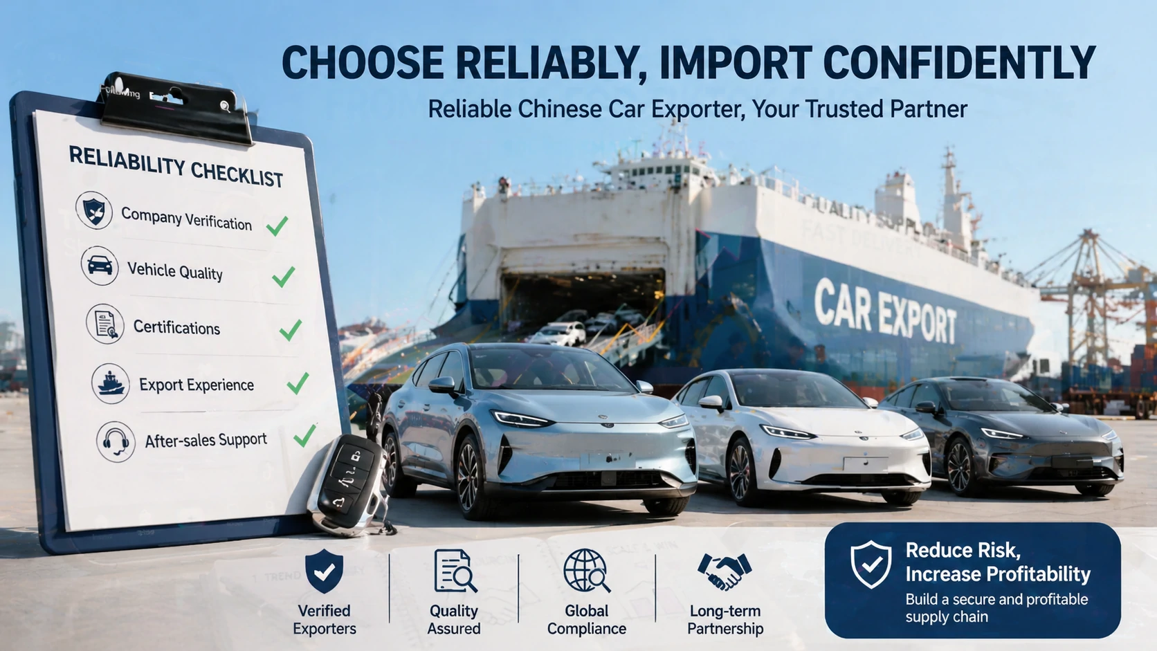 Como escolher um exportador de automóveis chinês confiável: uma lista de verificação prática de confiabilidade para revendedores globais